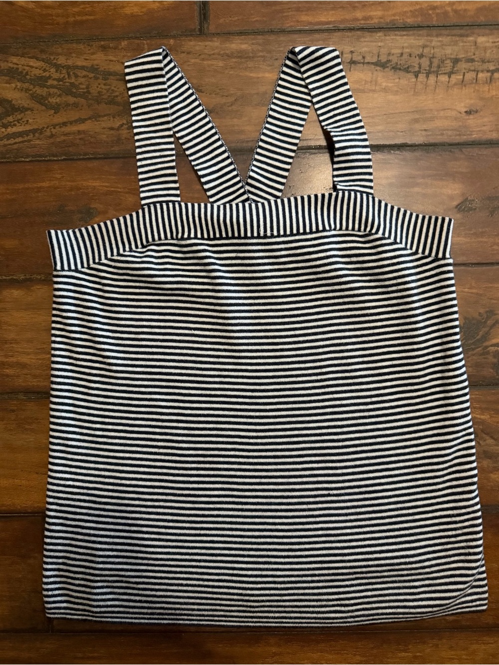 LOFT Black & White Striped Cross-Back Tank